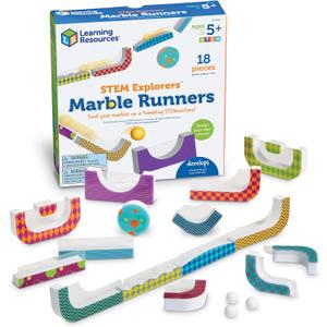 Learning Resources STEM Explorers Marble Runners - 18 Pieces, Ages 5+ STEM Toys and Activities for Kids, Brain Teaser Toys and Games, Kindergarten Games