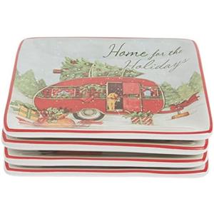 Certified International Home for Christmas 6" Canape Plate, Set of 4 Assorted Designs