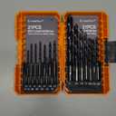 Crosstar M35 Cobalt Drill Bit Set - 21pcs 1/16"-1/2" Titanium Coated Self-Centering Metal Drill Bits for Hardened Steel, Stainless Steel, Cast Iron | Bullet Point Tip, High-Speed Jobber Bits