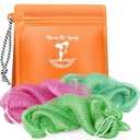 African Net Sponge Authentic - Afro Scrub Exfoliating Net Sponges with Knots - Real African Bath Sponge Washcloth for Shower - Body Exfoliator Scrubber