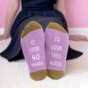 40th Birthday Gifts for Women Unique Mom Grandma Sister Best Friend Wife Teacher Girlfriend Mother 40th Birthday Gifts for Women 40 Year Old Female Her Friendship Novelty Socks (Purple), One Size