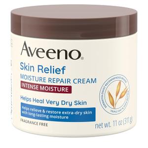 Aveeno Skin Relief Intense Moisture Repair Body Cream with Triple Oat & Shea Butter Formula, Helps Relieve & Restore Extra-Dry Skin with Long-Lasting Moisture, Fragrance-Free, 11 oz (11 Ounce (Pack of 1))