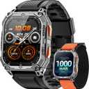 Military Smart Watches for Men (2 Straps), 2.01" HD Smartwatch with 1000 mAh Battery, Answer/Make Call, Led Flashlight, Heart Rate/Sleep Monitor, 100+ Sport Modes Fitness Tracker for Android/iPhone (Black)