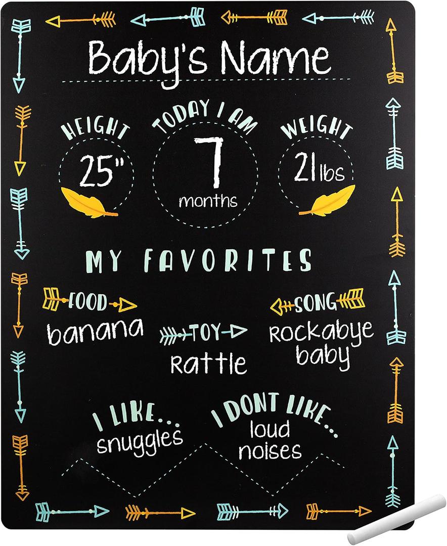 Tiny Ideas Arrows Baby Milestone Chalkboard, Gender-Neutral Baby Photo Prop, Baby Dcor Accessory, Black