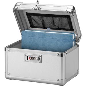 Large Lock Box - Security Combination Lock Box, Locking Storage Case for Personal Items and Medicine, Childproof Lockable Lockbox for Home/Office/School, 10.2x6.8x6.9 Inch, Silver (Small)