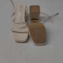 Shoe'N Tale Platform Heels for Women Strappy Block Chunky Heels Square Toe Ankle Buckle Sandals, Color: Beige Ivory, 5