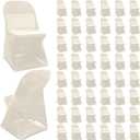 Newwiee Spandex Chair Covers Bulk - Stretch Folding Flat Front Fitted Universal Chair Protector Pack Removable Washable for Wedding Party Dining Banquet Event(Beige,50 Pcs)