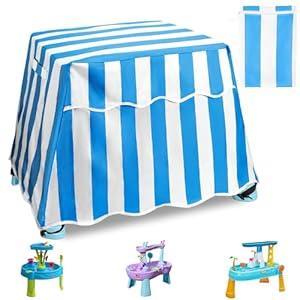 NOVWANG Water Table Cover, Kids Water Table Cover Fit Step2 Rain Showers Splash Pond Water Table, Outdoor Water-Repellent Dirt Proof Anti-UV Water Table Toys Cover Patio,Cover Only, Blue White