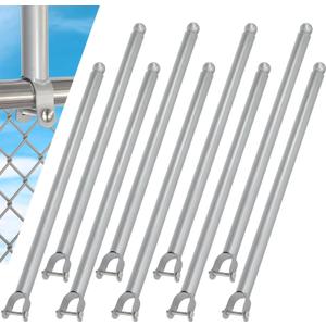 9 Pack Chain Link Fence Extension, 25.2'' Fence Extension Height, Galvanized Post Extender for Dogs and Privacy (1-3/8'') Silver