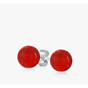 Large 10MM Natural Gemstone Round Bead Ball Stud Earrings .925 Sterling Silver for Women Teens -Variety of Birthstones