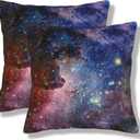 Galaxy Space Pillow Covers Starry Night Stars Square Throw Pillow Cases 18x18 Inch Set of 2 Cosmic Universe Decorative Pillowcase Cushion Cover for Sofa Couch Bed Living Room