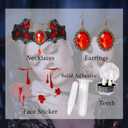 Vampire Costume for Women with teeth Accessories Gothic Vampire Dress Halloween Witch Costume Adult (Small, Black)