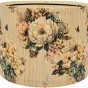 Bamboo Drum Lamp Shade for Table and Floor Lamps with Bird and Bamboo Art Design, 11.8 x 9 Inch, Elegant Style for Living Room Bedroom Office (Art Deco D)