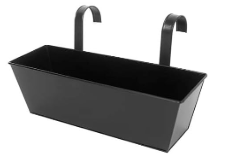 Railing Planters Outdoor Balcony 16 Inch Deck Over The Railing Planter Boxes Hanging Planters for Fence Flower (Black)