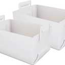 Easy Folding Storage Box, 30L Foldable Cargo Storage Area with Handle - Towels, Books, Fabrics, Office Woven Basket, Baby Laundry Room, Toy or Car Luggage Storage Transparent White (2 pieces)