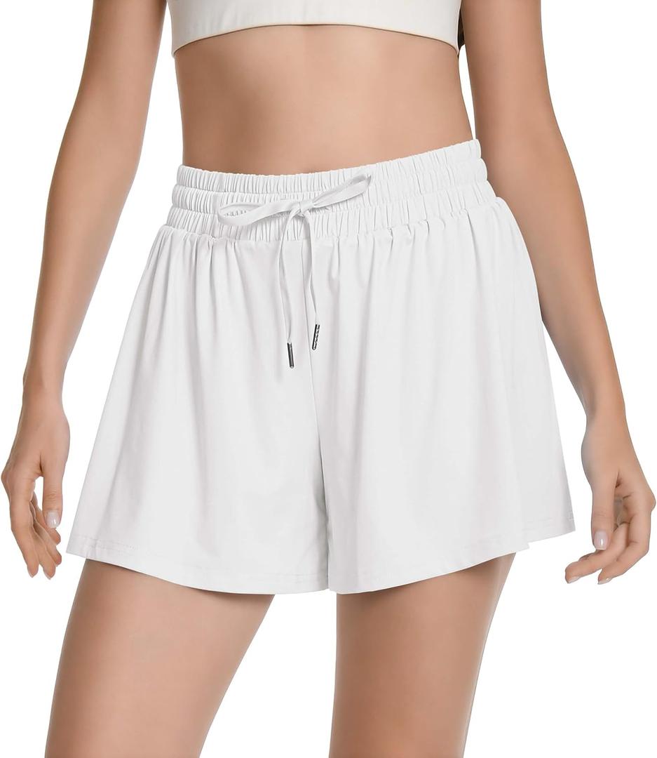YLDUJ AMUM Womens with Lined Running Shorts Breathable Double Layer Summer 2 in 1 Athletic Workout Flowy Shorts with Pockets, XS