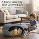 Cat Cave Tunnel Bed - Comfort Bedz Large Donut Cat House, Enclosed Felt Hideaway with Zipper, Top Perch, Interactive Toy, Washable for Indoor Cats up to 25lbs