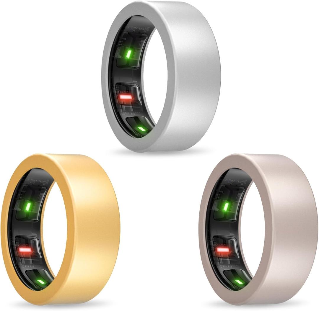2 x Cover for UltraHuman Ring AIR/Oura Ring Gen 4/ Gen3, 3Pack Elastic Ring Case Protector for Gym and Working Out (Gold+Silver+Rosegold, M (11/12/13))