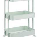 Amazon Basics 3-Tier Metal Rolling Utility Cart, Storage Organizer, Multi-Functional Kitchen Island Cart, Portable Shelving Unit with Caster Wheels, Mint Green