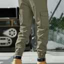 Men's Casual Cargo Pants Tapered Loose Fit Cuffed Joggers Sweatpants Drawstring Tactical Pants with Multi Pockets (Green, L)