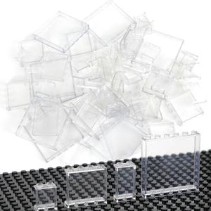 Clear Transparent Flat Plates Bricks, 60pcs Classic Pieces and Parts Panel, Window Bulk Building Blocks Accessories (Transparent Mixed)