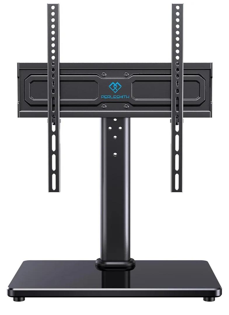 PERLESMITH Universal Swivel TV Stand for 24-60 inch TVs up to 99 lbs, 12 Height Adjustable Table Top TV Stand, TV Base Stand with Tempered Glass Base, Max VESA 400x400mm, PSTVS33