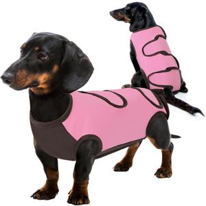 Queenmore Large Recovery Suit for Dogs, Dog Recovery Suit, Pink,XL Breathable Dog E-Collar & Cone Alternative Surgical Suit, Soft Pet Surgical Suit Female and Male