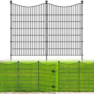 4 Panels Decorative Garden Fence with Gate, 48 in(H) X 10.5 ft(L) No Dig Dog Fence Animal Barrier Outdoor for Yard, Rustproof Metal Garden Edging and Borders, Temporary Fencing Stakes (4 Panels-10.5 ft(L) X 48 in(H) with Gate)