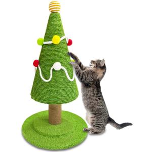Christmas Tree Cat Scratching Post, Natural Sisal Rope Cat Tower to Satisfy Cats' Claw Instincts, Christmas Decor Sisal Rope Cat Toys for Kitty and Adult Cats