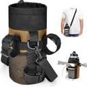 WOTOW Bike Water Bottle Holder - Universal Bike Cup Holder with Adjustable Shoulder Straps and Mesh Pockets, Insulated Drink Holders for Cruiser, Scooter, Mountain Bike & Wheelchair, Tan (Khaki)