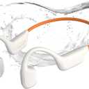 Swimming Headphones, IPX8 Waterproof Bone Conduction Headphone Wireless Underwater Earbuds with 32GB Memory for Swimming, Cycling, Marathon (Orange)