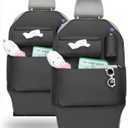 UPGRADED 2025 Car Seat Back Protector Kick Mats Covers for Tesla+Extra Large Backseat Organizer Storage Pocket,Protection Child Stepping On Seat Backrest.2 PCS