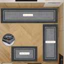 Kitchen Rugs Set (24" x 36"+24" x 60"), Non-Slip Machine Washable Kitchen Runner Rugs Floor Mats, Absorbent Comfort Standing Mat for Kitchen, Sink and Hallway, Rolled Packaging, Light Grey & Dark Grey