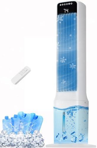 Uthfy Windowless Portable Air Conditioner, 41" Evaporative Air Cooler, Cooling Fans That Blow Cold Air, Remote, 24H Timer, 4 Ice Packs, Dual Water Tank, Tower Swamp Cooler Fan for Bedroom