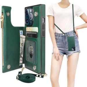 Bocasal Crossbody Wallet Case for iPhone 13 Pro with RFID Blocking Card Slot Holder, Magnetic Flip Folio Purse Case, PU Leather Zipper Handbag with Detachable Lanyard Strap 6.1 Inch 5G (Green) Bocasal Crossbody Wallet Case for iPhone 13 Pro with RFID Blocking Card Slot Holder, Magnetic Flip Folio Purse Case, PU Leather Zipper Handbag with Detachable Lanyard Strap 6.1 Inch 5G (Green)