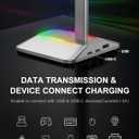 New Bee RGB Headphone Stand with 1 USB-C Charging Port and 1 USB Charging Port, Desk Gaming Headset Stand with 7 Light Modes and Non-Slip Rubber Base Suitable for All Earphone Accessories (Silver)