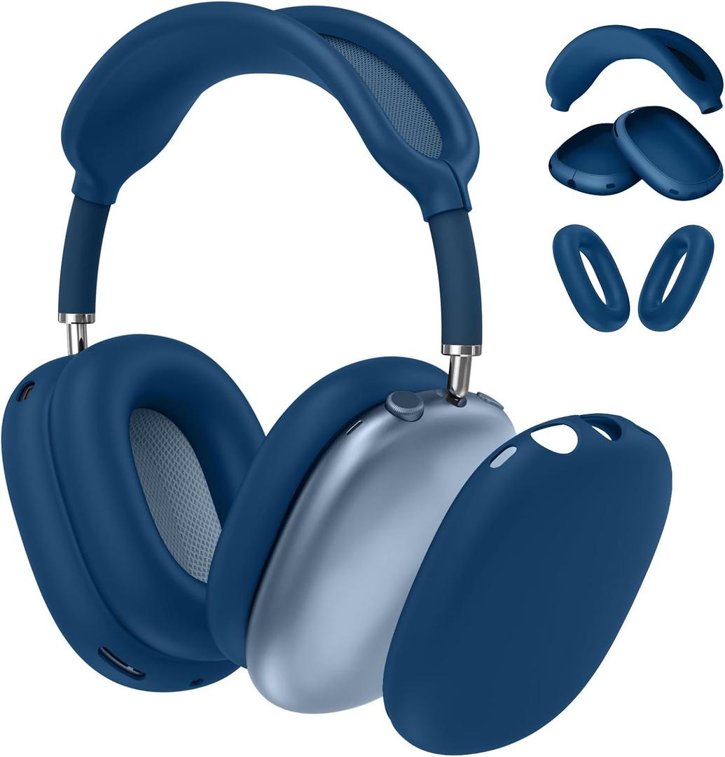 Fintie 3 in 1 Silicone Case Cover for AirPods Max Headphone, Anti-Scratch Ear Pad/Ear Cups/Headband Cover, Skin Protector Accessories for AirPods Max (Blue)