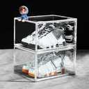 eYotto 2 Pack Acrylic Clear Shoe Storage Boxes Stackable, Acrylic Shoe Box US Size 14, Large Clear Shoe Organizer With Magnetic Door for Closet Cabinet Sneaker Hat Handbag
