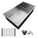 30 Inch Undermount Kitchen Sink,30*16.5 Inch Single Bowl Kitchen Sinks,SUS304 Stainless Steel Kitchen Sink With Accessories,16 Gauge, Handmade with Drying Accessory & Strainer, Easy to Clean