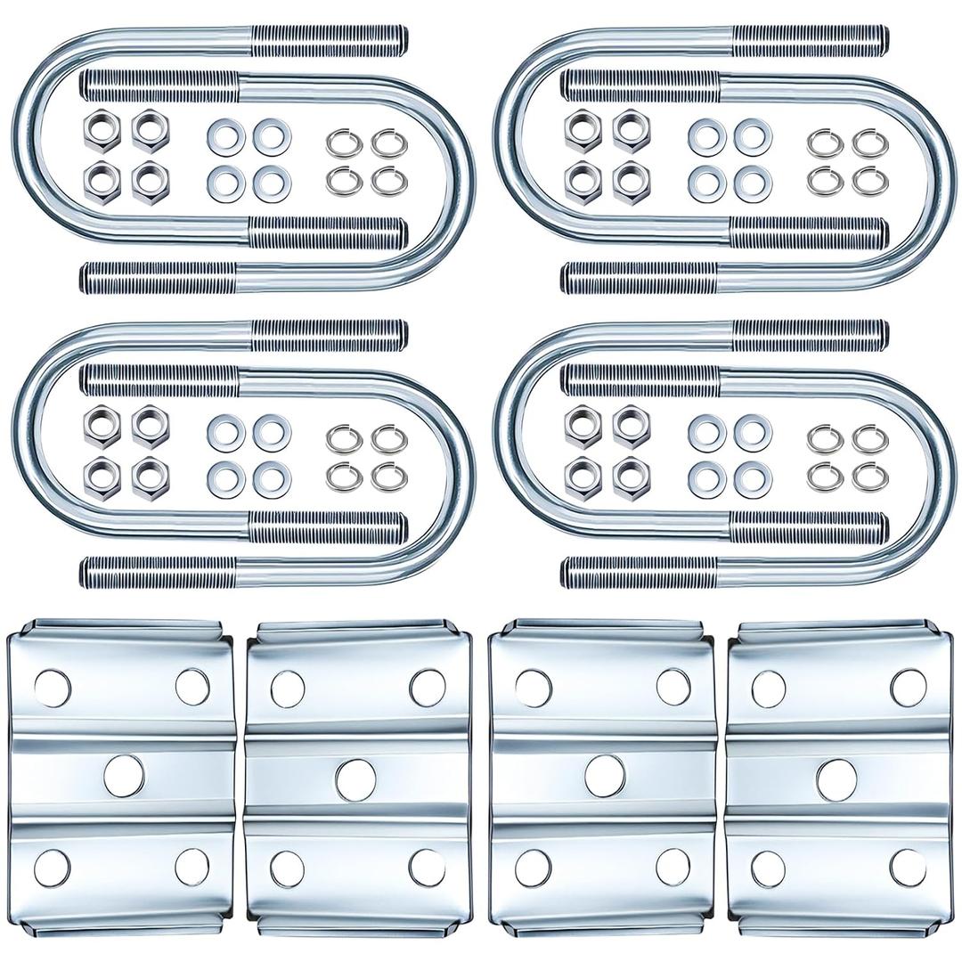 2 Set Trailer U Bolt Kits for 3500 lbs 2-3/8" Round Axle, 6-1/4" Long,1-3/4" Leaf Springs, Trailer Axle U Bolts Leaf Spring U-Bolt Kits