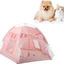 Cat Tent House, Semi Enclosed Foldable Ventilate Gauze Curtain Portable Summer Pet Tent Nest, Cat Princess Indoor Tent House Dog Tents for Pet Cat Dog (40x40x37cm 3)