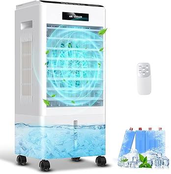 Portable Air Conditioners, 8000 BTU Portable AC with 3 Speeds, 3 Modes, 8L Evaporative Air Cooler w/7H Timer, 90Oscillation, Remote Control Air Conditioners for Bedroom, Small Room, Home (White)