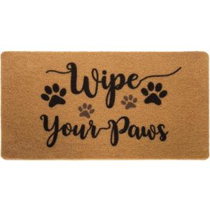 Funny-Welcome-Mats for Front Door Wipe-Your-Paws Dog Doormat Nature Coir Non Slip Rubber Indoor Floor Mats for Home Outdoor Entrance 17" x 30" (Yellow)
