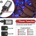 Extra Long 132ft Christmas Decorative Mini Lights, 400 LED Green Wire Fairy Starry String Lights Plug in, Timer & Memory & 8 Modes, for Indoor Outdoor Xmas Tree Wedding Party Decoration,Blue