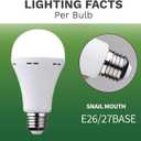 2 x Rechargeable Emergency LED Bulb, with 1200mAh Backup Battery, Standard E26/27 Base, Suitable for Indoor and Outdoor Use, White Light, 4 Pieces