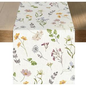 Audree Floral Table Runner - Wildflower Spring Runner 72 Inches Long - Elegant Farmhouse, Dining, Coffee Table Decor - Perfect for Spring, Easter, Party Decorations for Home