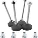 Luomorgo 4 Pcs M8 Leveling Feet with T-Nut, Anti Skid Threaded Rubber Feet, Adjustable Swivel Levelers for Furniture Feet, Heavy Duty Appliance Feet for Mechanical Equipment (D50 x M8 x H100)