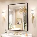 Black Bathroom Mirror, Aluminum Frame Wall Mirror, 24 x 36 in