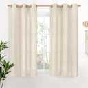 YoungsTex Short Linen Semi Sheer Curtains 45 Inch Length 2 Panels, Light Filtering Textured Window Drapes with Bronze Grommet for Kitchen Living Room Windows, 42 x 45 Inch