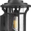 18" Outdoor Exterior Wall Lantern Sconce Modern Farmhouse Wall Fixtures Lantern Porch Light Wall Mount Lighting Black Finish with Sended Glass for Outdoor Front Door, Garage, Patio (17.6 IN-Seeded Glass-up)